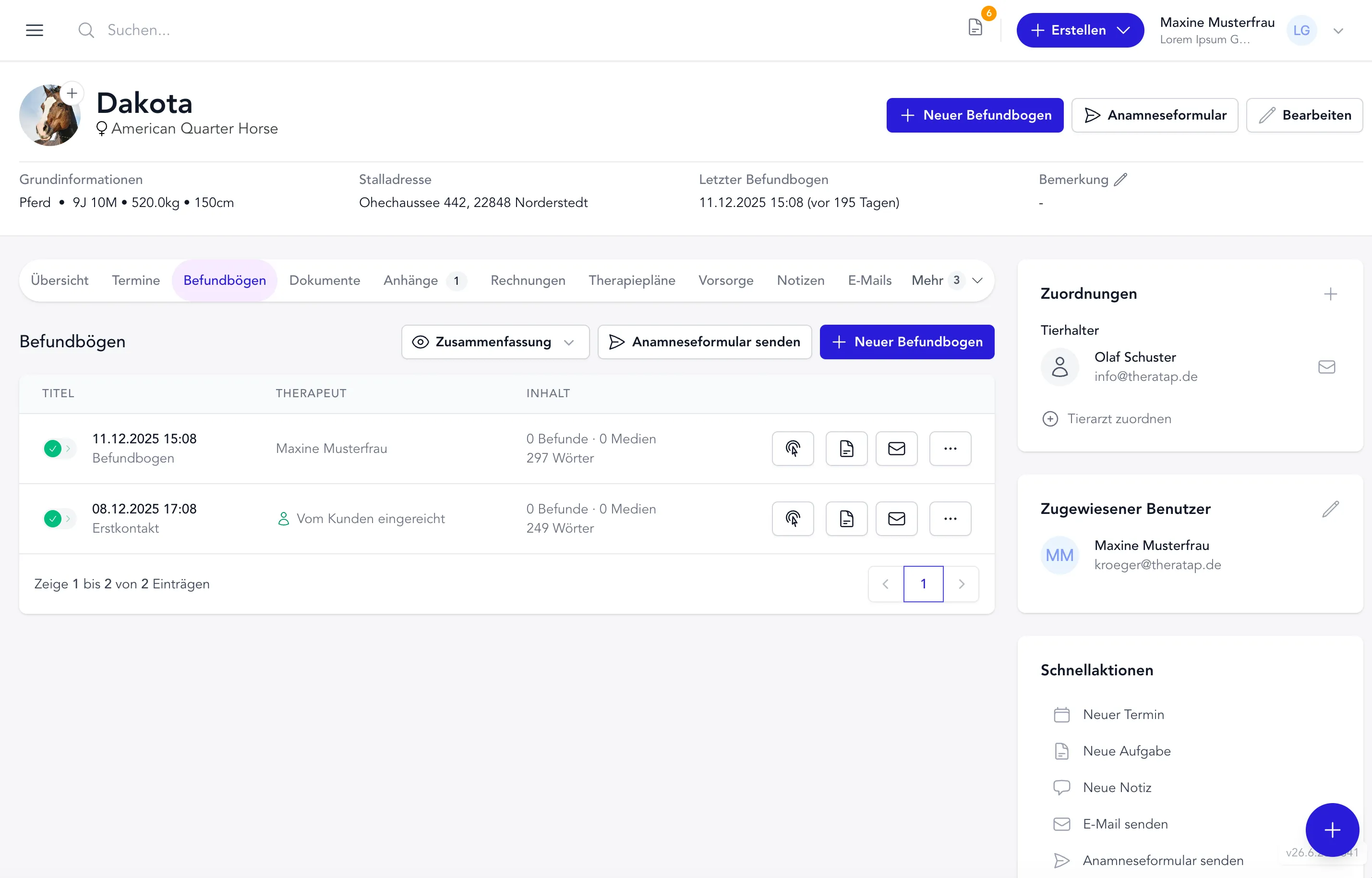 Komplet dyreakte med alle oplysninger